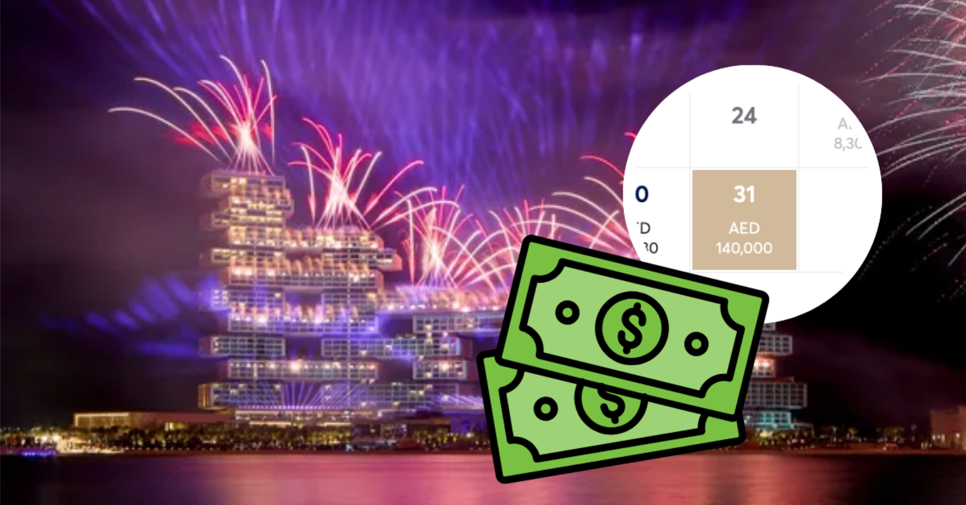 迪拜跨年夜的消费逻辑确实与众不同！入住亚特兰蒂斯皇...