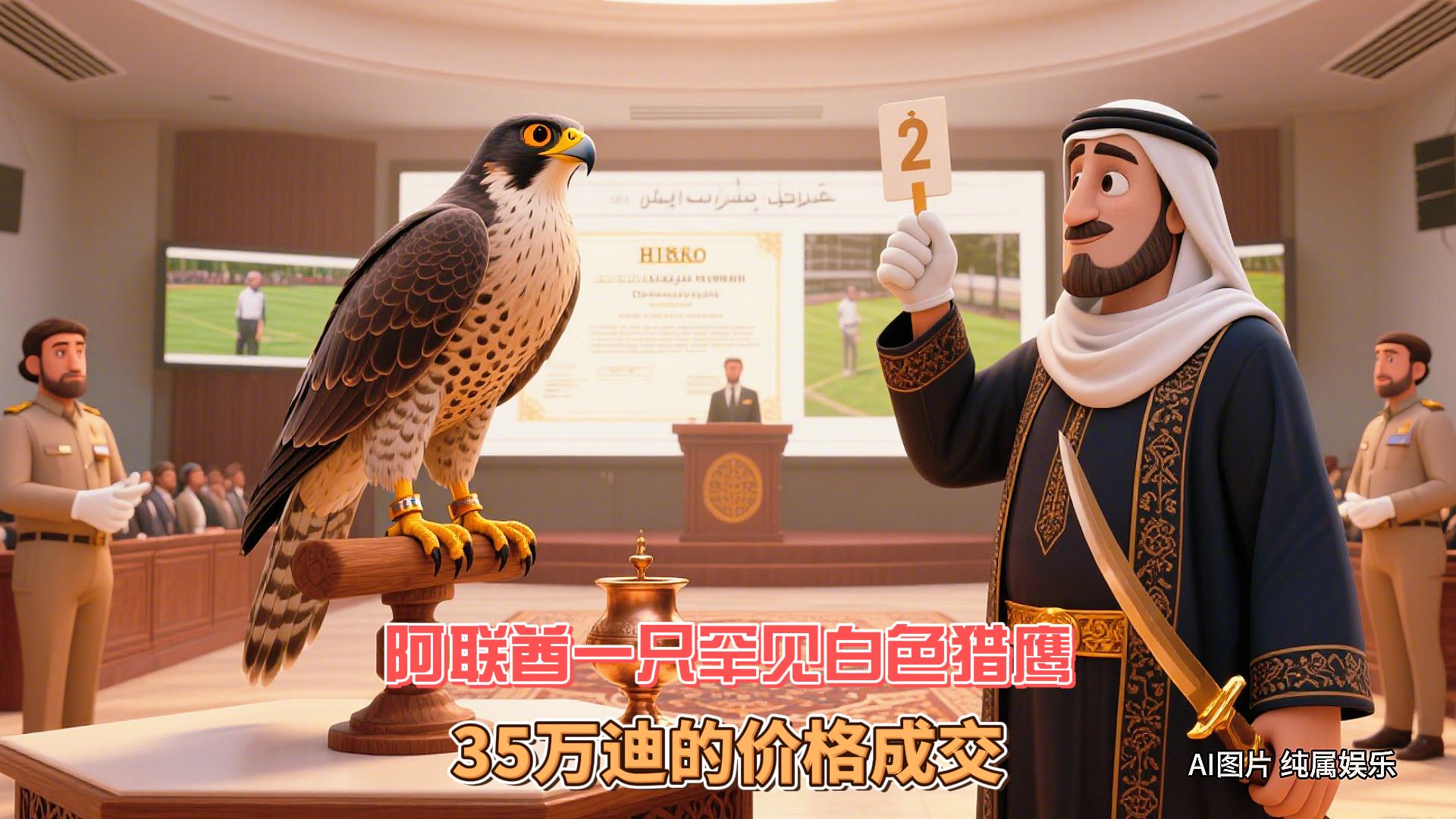 8月19日迪拜趣闻：阿联酋一只罕见白色猎鹰35万迪成交
