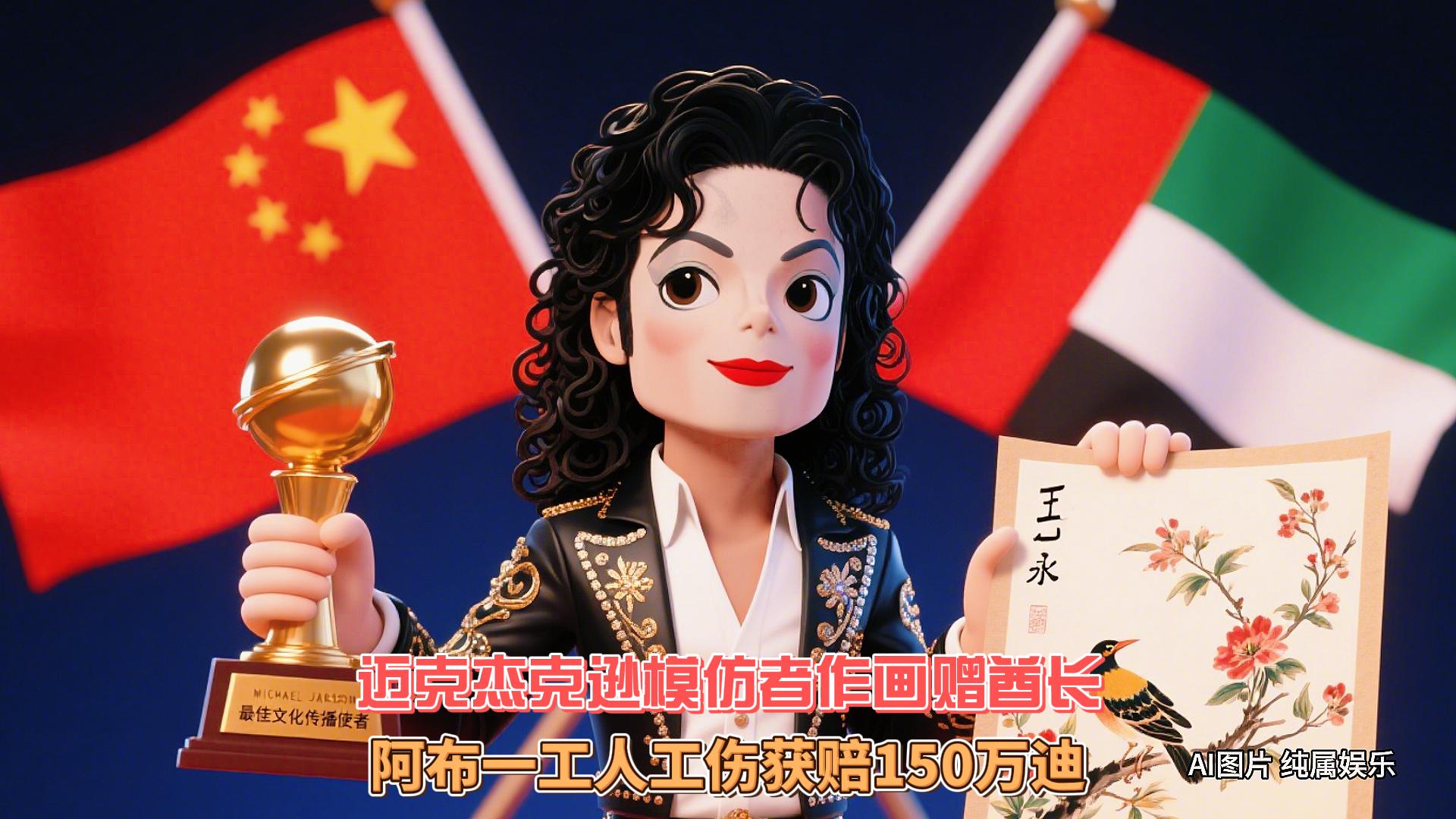 8月21日迪拜趣闻：迈克杰克逊模仿者迪拜演出赠国画