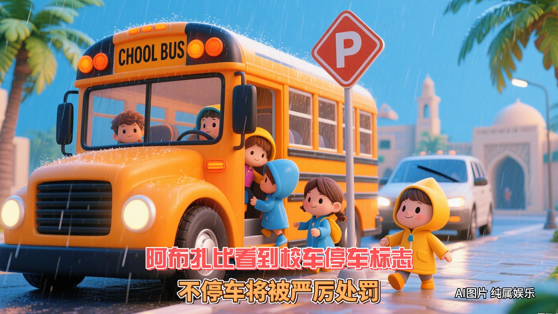 8月25日迪拜趣闻：在阿布扎比看到校车停车标志不停车将...